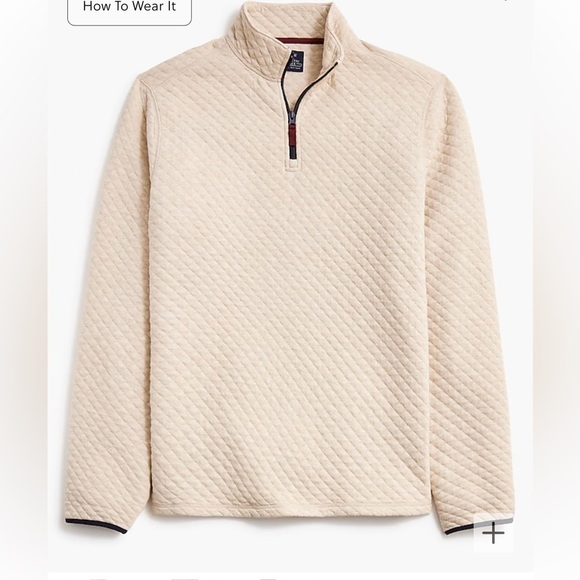 J crew heather oatmeal Quilted half-zip - Picture 4 of 5